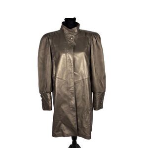 Vintage 80’s Rocco D’Amelio Leather Puff Sleeve Long Steampunk Coat - Women’s XS